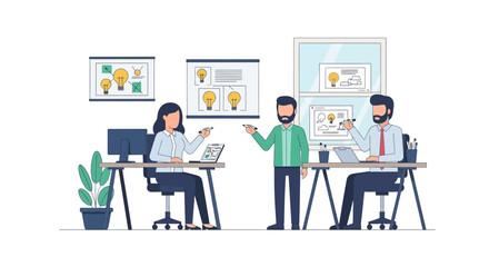 Fototapeta premium Team Brainstorming Ideas in Modern Office Environment.