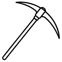 Minimalist Pickaxe Outline Illustration