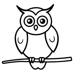 Obraz premium Charming line art illustration of an owl with large expressive eyes and detailed feathers