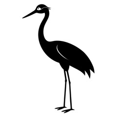 Obraz premium Elegant silhouette of a tall crane with a gracefully extended neck