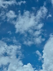 Bright Blue Sky with Fluffy White Clouds