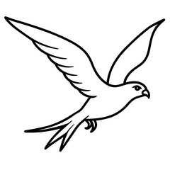 Obraz premium Elegant line art of a kestrel bird hovering with dynamic blurred wings