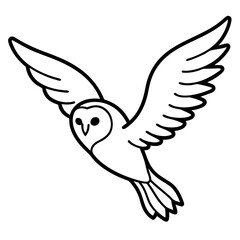 Obraz premium Elegant line art illustration of a barn owl in flight with outstretched wings