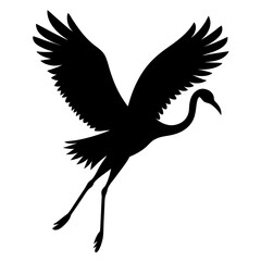 Naklejka premium Elegant silhouette of a flamingo in flight with outstretched wings
