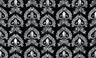 Hand draw Ikat floral paisley embroidery.Ikat ethnic oriental pattern traditional.great for background ,curtain, carpet, wallpaper, clothing, wrapping,batik,clothing or decorations.