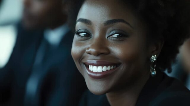 Young professional with a warm smile and thoughtful expression.