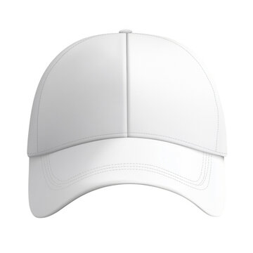 Realistic white baseball cap mockup isolated against a solid transparent background for design templates