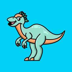 Cute Dinosaur Pachycephalosaurus Flat Cartoony Illustration