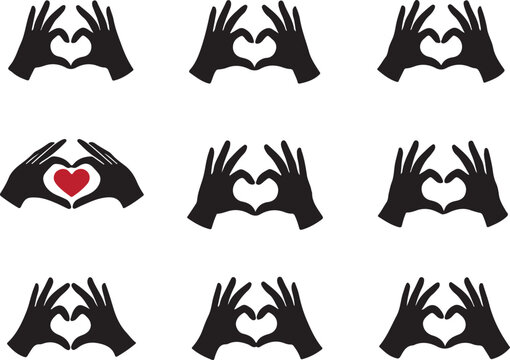 Hands forming heart shape red heart love gesture