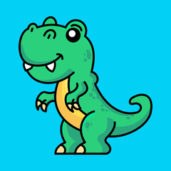 Cute Tyrannosaurus Rex Dinosaur Flat Cartoony Illustration