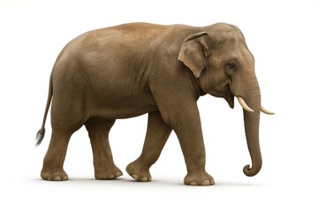 Obraz premium Majestic Elephant in Motion: A captivating image showcases a powerful, colossal elephant in mid-stride, its massive form and detailed features evoking a sense of wonder and the raw beauty of nature.