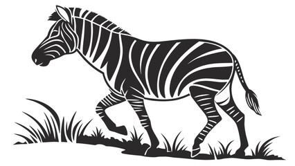 Black and white zebra illustration vector design running in the grass wildlife animal africa safari art