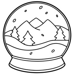 Minimalist Snow Globe Line Illustration