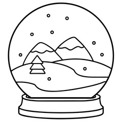 Minimalist Snow Globe Line Illustration