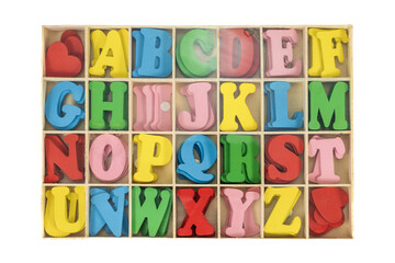 Colorful Wooden Alphabet Letters in Box for Kids Education