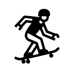 Skateboarder Icon – Action Sport Silhouette and Outline Vector Illustration