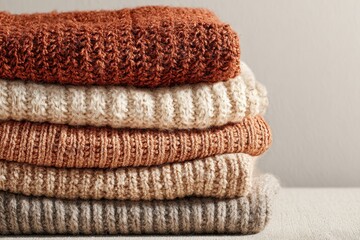 Stacked knitwear in warm autumnal tones