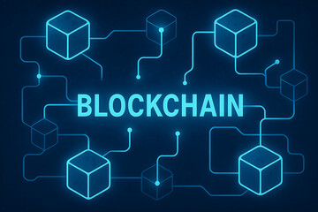 Fototapeta premium blockchain, blockchain technology, digital network, abstract blockchain diagram, smart contracts, cryptocurrency, mobile banking, secure access, digital security, glowing network, blockchain visualiza