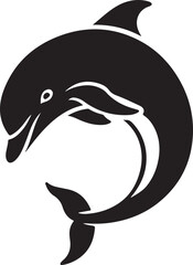 Obraz premium Black dolphin silhouette with white eye and mouth detail marine life aquatic animal