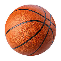 A detailed 3D basketball in vivid orange with black lines, featuring a realistic texture and a slightly glossy finish, appearing dynamic and ready for action.
