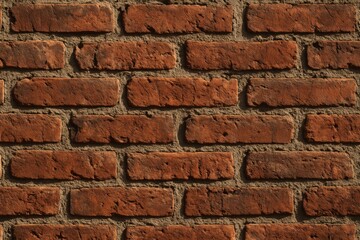 Obraz premium Textured Brick Wall: A close-up view of a textured brick wall showcasing the rich hues and rugged surface, evoking a sense of timelessness and solidity.