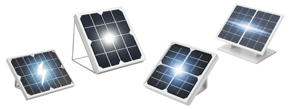 ortable Solar Panels Generating Clean Renewable Energy isolated on transparent background