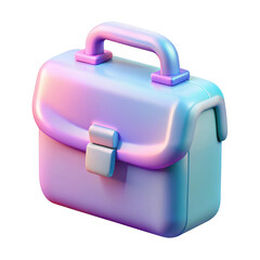 3d stylized briefcase with iridescent finish isolated on transparent background