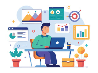 Productivity and Planning Scene Flat Design