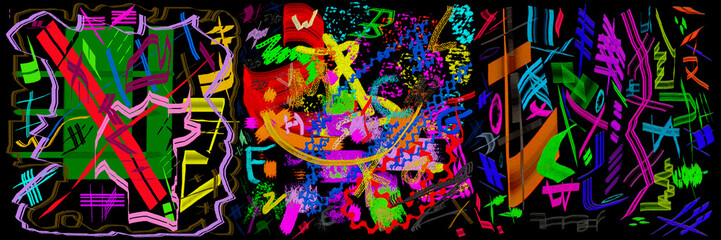 art conceptuel, traits de peinture, PNG fond transparent