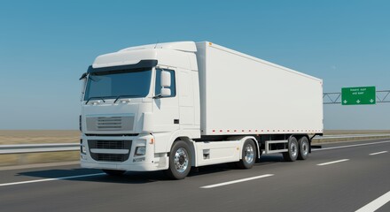 White Semi-Truck Driving on Highway