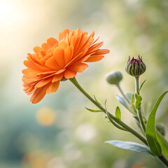 High-resolution image of a single orange flower in full bloom, with detailed petals and a clean, soft background, creating a fresh and vibrant look.