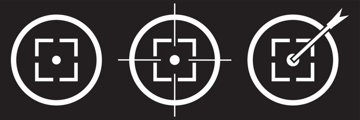 Target or aim symbol. icons. Shooting target with bullet holes.