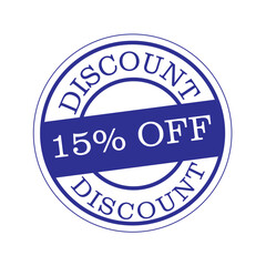 Blue 15% Off Discount Round Stamp Seal
