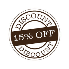 Brown 15% Off Discount Round Stamp Seal
