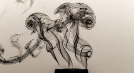 Fototapeta premium Abstract black smoke billowing against a plain background creates art.
