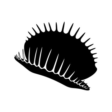 Silhouette of a Venus flytrap, showcasing its spiky, rounded form.