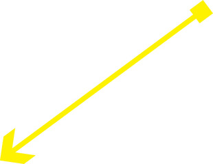 Yellow arrow pointing down and left diagonal