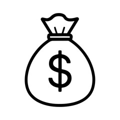 Money bag icon adorned with a bold dollar sign, symbolizing wealth, finance, and business in the global economy