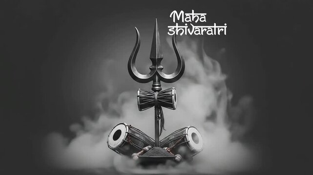 Maha Shivaratri Poster with Trishul and Smoke &ndash; Lord Shiva Festival Celebration, Hindu Devotion, Indian Spiritual Poster with Trident and Religious Theme
