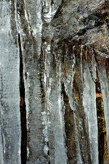Icicles draped on a cliff at Bolton Notch in Connecticut.
