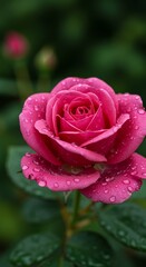Dew-Kissed Pink Rose A Stunning Floral Close-Up