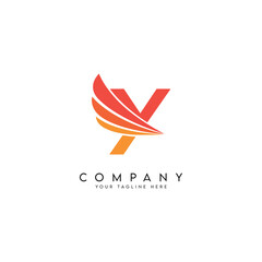 Abstract Wings Style Letter Y Logo Template.