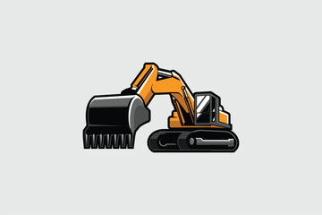 Fototapeta premium Excavator heavy machine vector image design template