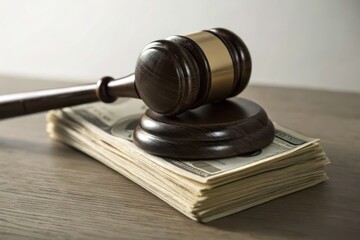 Obraz premium Gavel on stack of cash