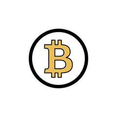 Obraz premium Minimalist Outline Bitcoin Icon – Clean Black Line Art.