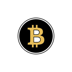 Obraz premium Minimalist Outline Bitcoin Icon – Clean Black Line Art.