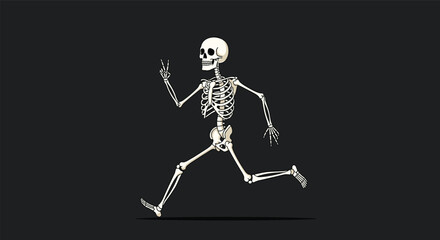 Spooky Skeleton Character Animated Running and Jogging Motion Sprite for Games and Animation Projects