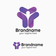 Abstract Purple Human Figure Success Wellness Care Modern Creative Health Medical Charity Community Logo Design