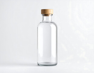 Clear Glass Bottle Mockup with Cork and Metal Cap