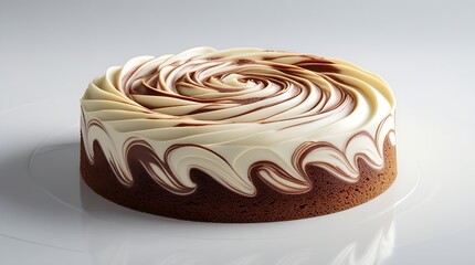 Delicious marble cake featuring a perfect swirl of vanilla and chocolate flavors, isolated on a clean white background, ideal for bakery advertisements, packaging, or food photography projects